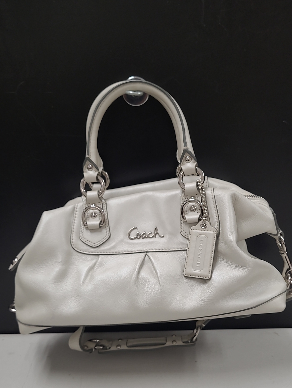 Vintage Coach  Silver and Cream Satchel Handbag Y2k TRENDING